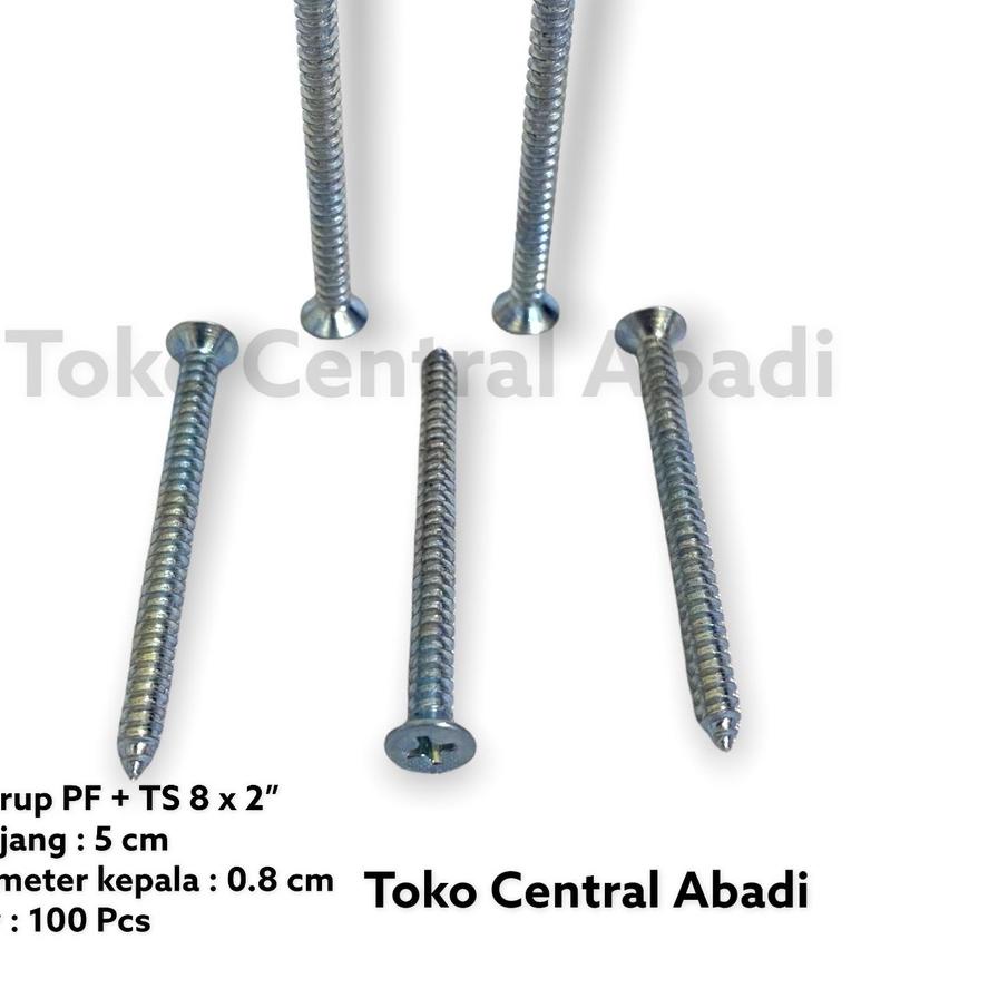 Terlaris Sekrup 8 x 2" ( 5 cm) isi 100 pcs / Sekrup GRC / Sekrup Gypsum / Sekrup Kayu / Sekrup Kecil