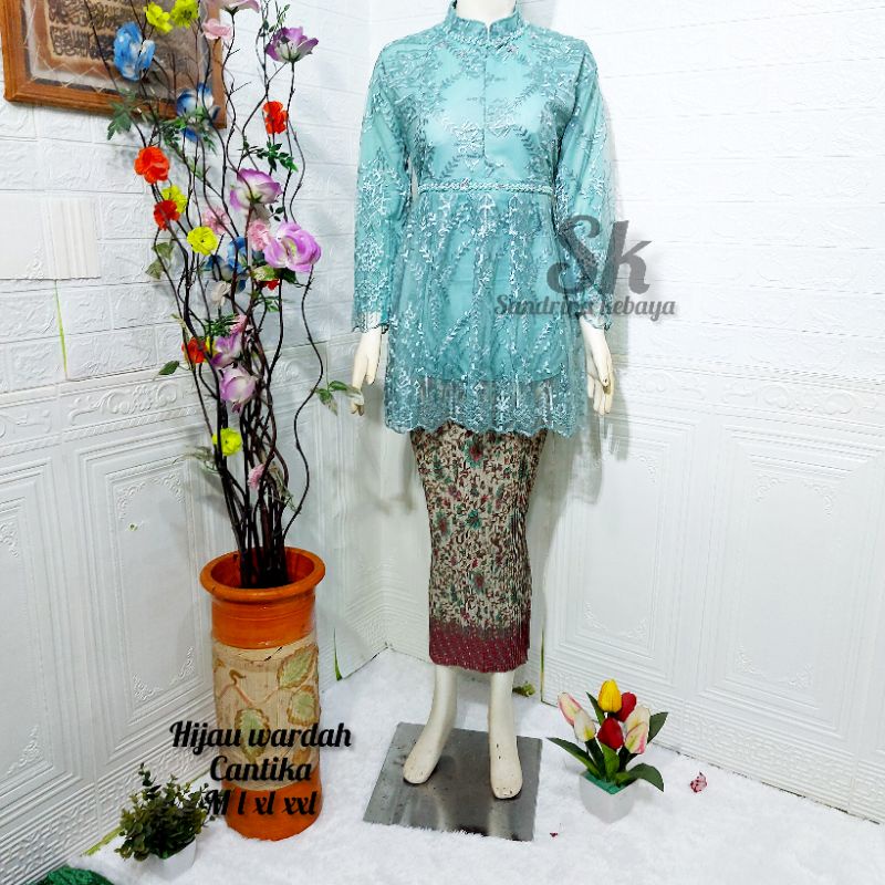 promo!!setelan kebaya tile mutiara fayet cantika/kebaya modern/kebaya wisuda/pesta/pagar ayu/