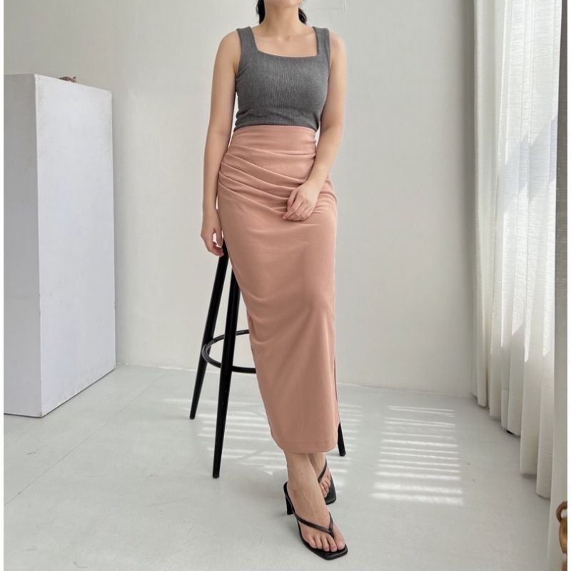 Long Skirt rampel mahilini Rok Casual