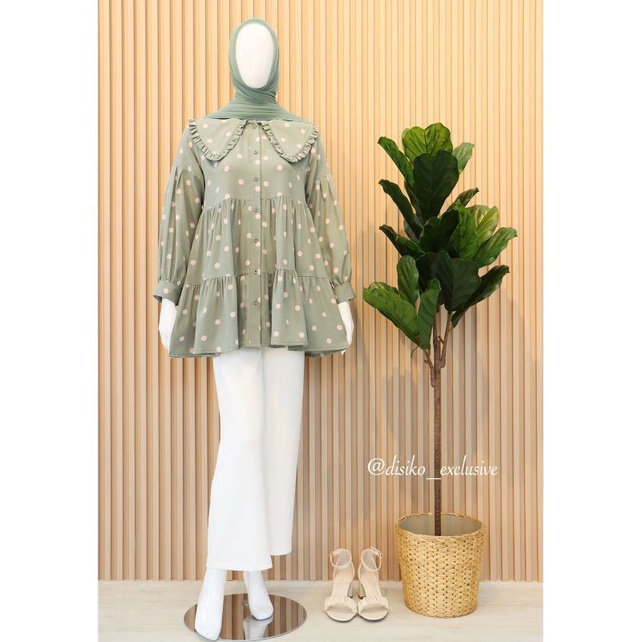 Terbaru , Blouse Polkadot , Original Disiko Exclusive , Katun Soft crincle , Atasan Wanita cantik da