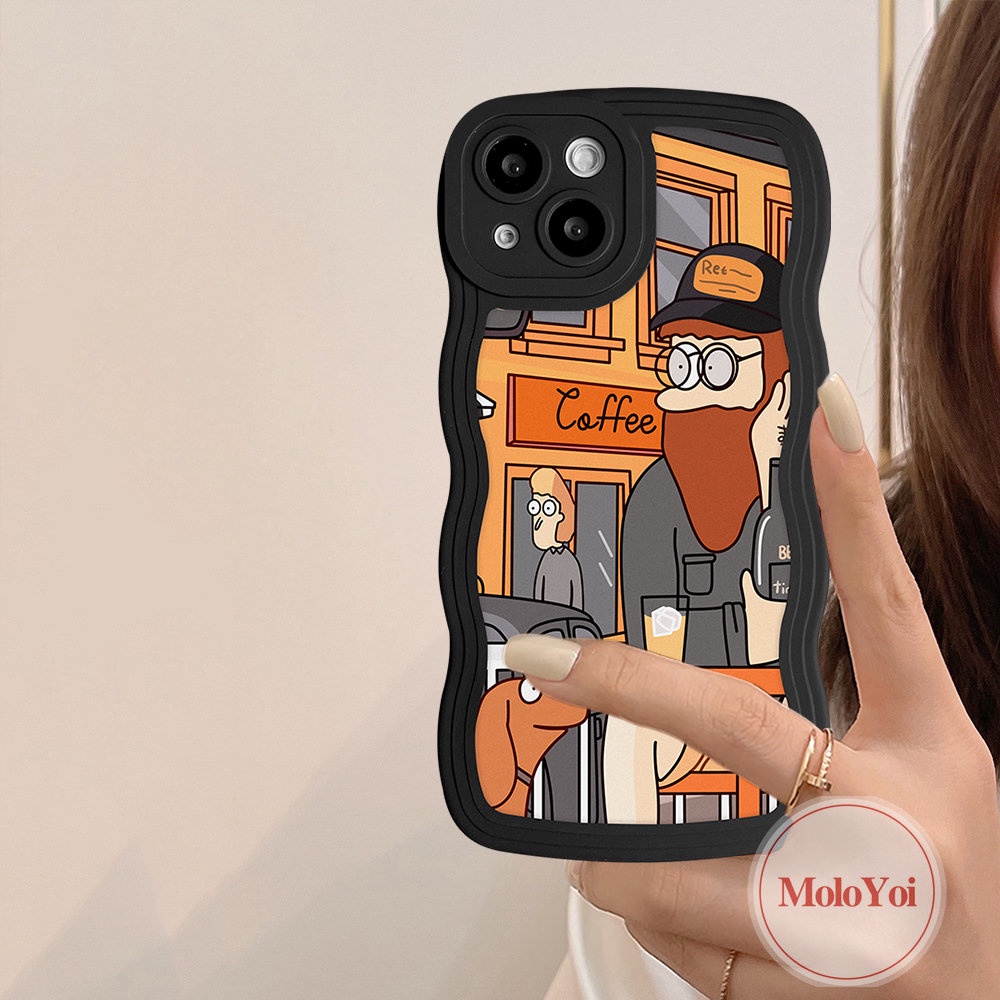 Case Pasangan Cocok Untuk iPhone 7Plus 11 13 12 14 Pro Max 8Plus 6 6s 87 Plus 14Plus XR X XS Max SE 2020 Case Fashion Retro Art Ilustrasi Tepi Bergelombang Lembut TPU Cover