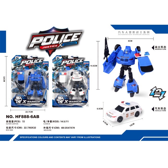 MAINAN ROBOT TRANSFORMASI HF888-6AB POLICE X WARRIOR