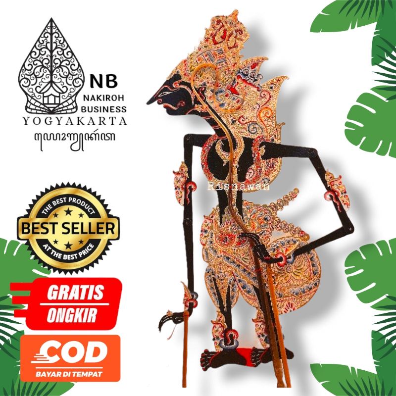 Wayang Kulit Asli Kresna/Krisna Hitam Alusan Gapit Sungu Ukuran 60cm Standar Dalang