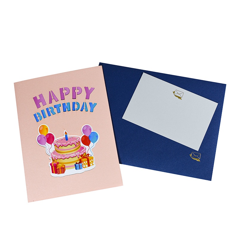 ucapan 2022 new birthday greeting card 3D three-dimensional handmade blessing card pull flag birthday party