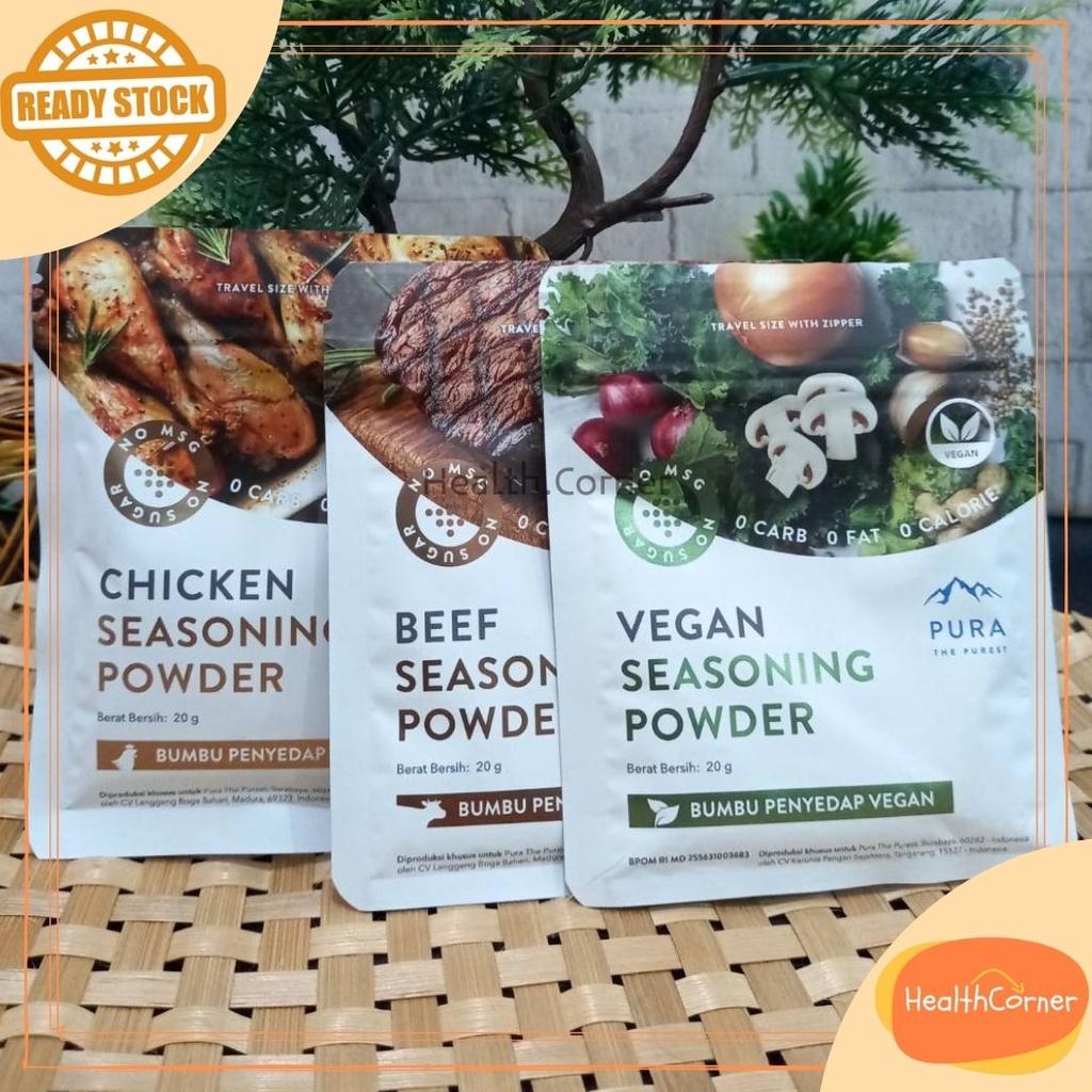 Pura Premium Seasoning Chicken / Beef / Vegan SACHET 20 GR Bumbu Kaldu Penyedap Rasa tanpa MSG
