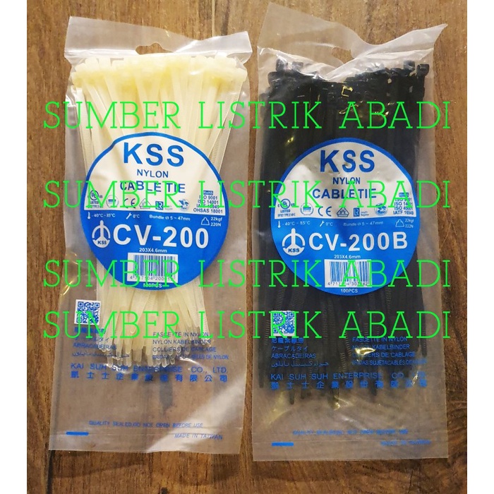 

TERPERCAYA Kabel Ties KSS CV 200 isi 100pcs (hitam/ putih) Code 4961