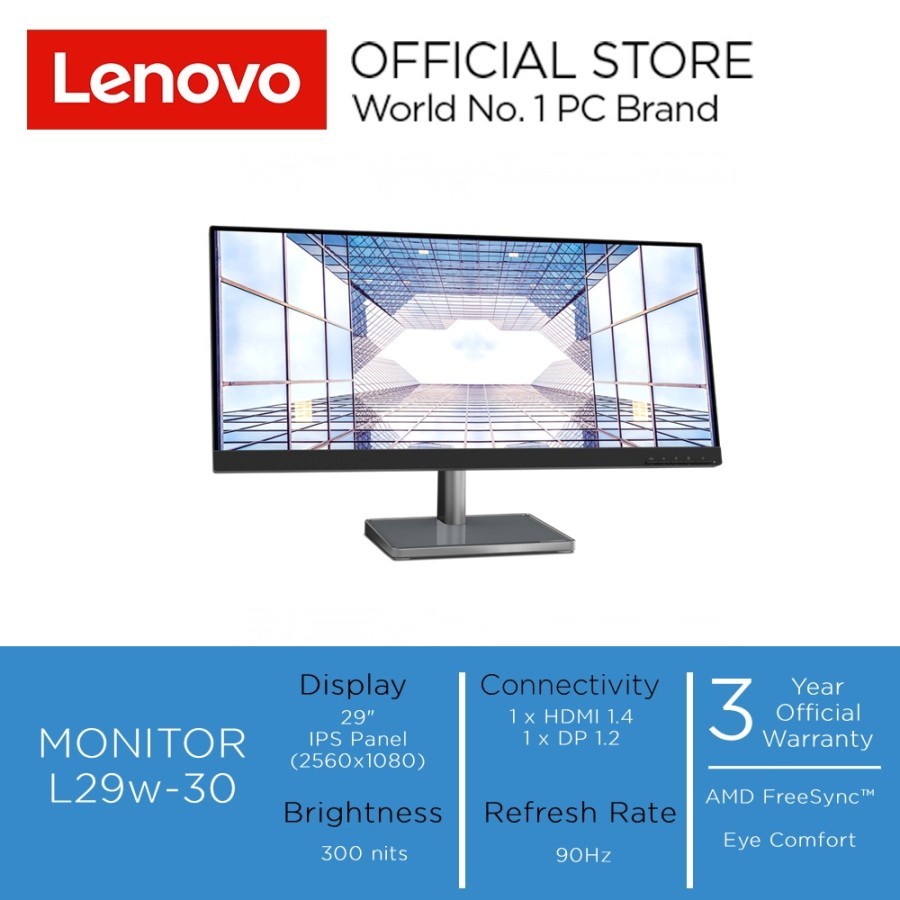 L29w-30 29&quot; LED Monitor Lenovo WFHD 2K IPS HDMI DP 90Hz, 99%sRGB - Garansi Resmi