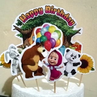 Jual Topper Kertas MASHA & THE BEAR Kue Ulang Tahun / Birthday Cake