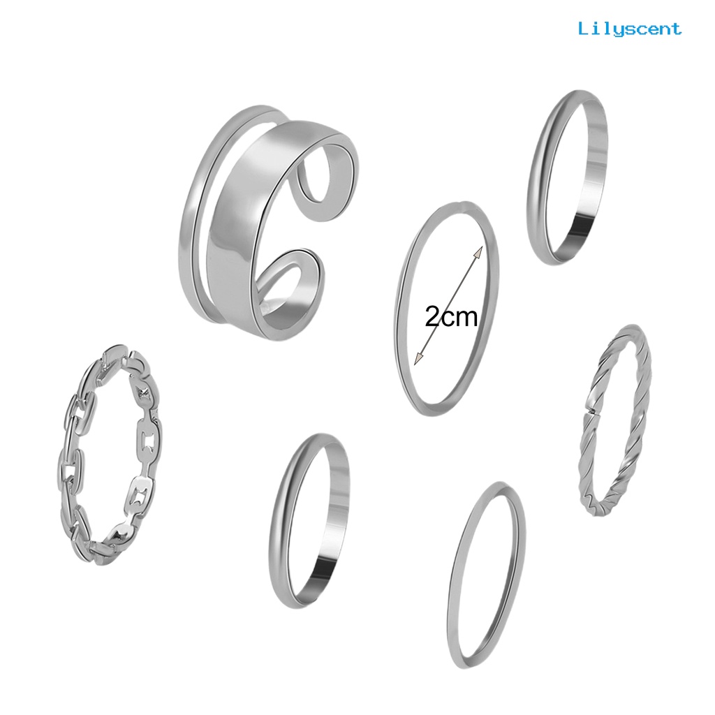 [LS]1 Set Cincin Knuckle Cincin Jari Geometris Punk Unisex Electroplating Tahan Lama Untuk Club