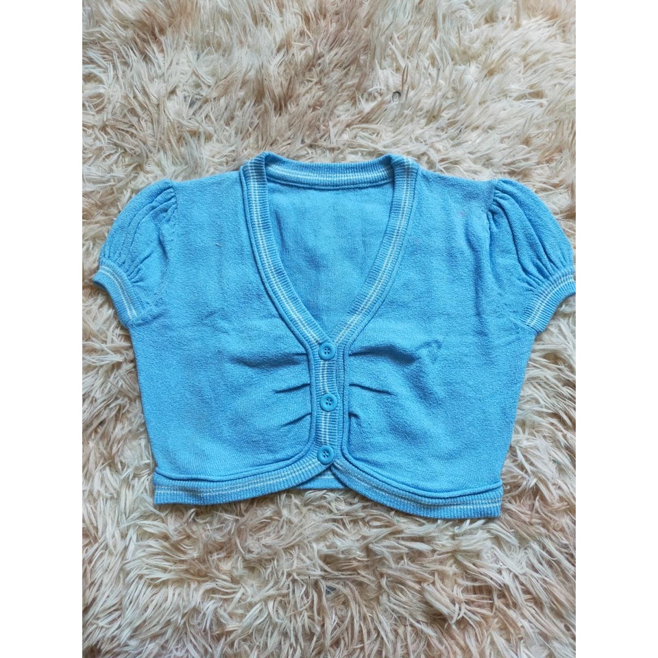 Bolero tangan pendek wanita rajut kancing