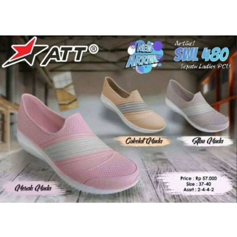 Sepatu Wanita slip on Sporty Termurah real picture pro ATT SWL 480 ( harga Promo)