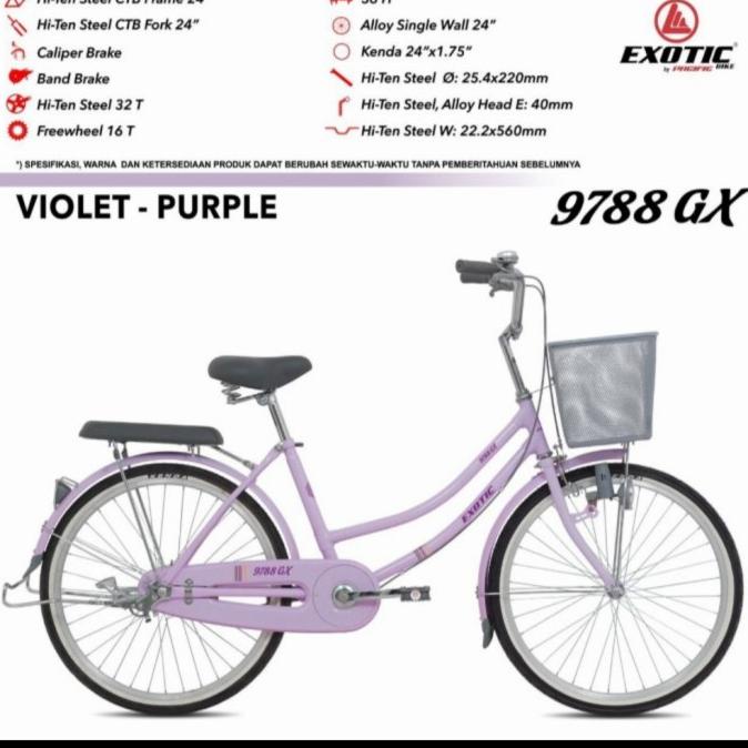 Sepeda Ctb Mini Keranjang 24 Inch Exotic 9788 Gx New #Original