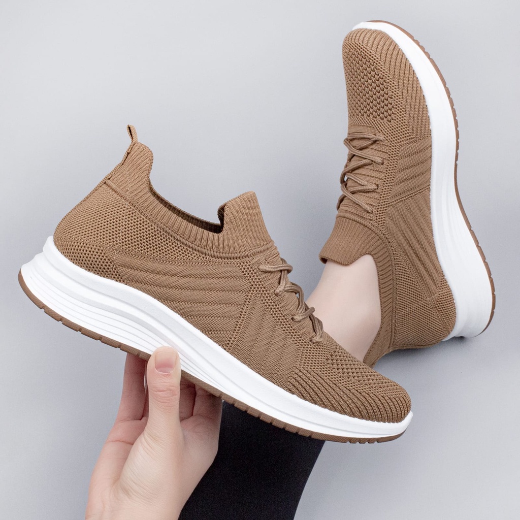 Sepatu Sneakers Wanita Sport Shoes Canvas Cewek Sepatu Olahraga Rajut Lsv306