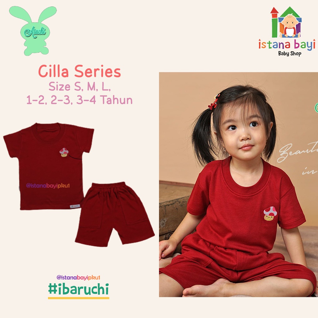 Aruchi Setelan Pendek T-shirt Cilla Girl &amp; Boy / Setelan Pendek Anak Warna