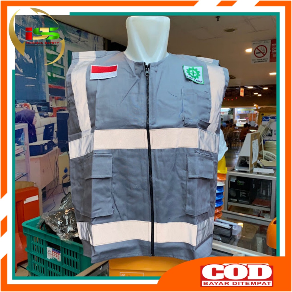 Rompi Safety Proyek K3 Bahan American Drill Plus Logo K3 / Safety Vest