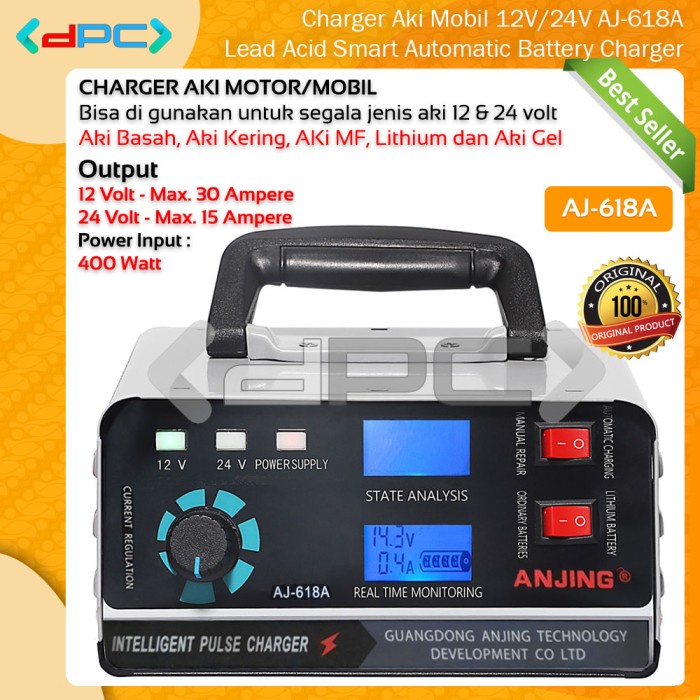 Charger Aki AJ-618A 12V 40 Ampere - 24V 20 Ampere Mobil Motor