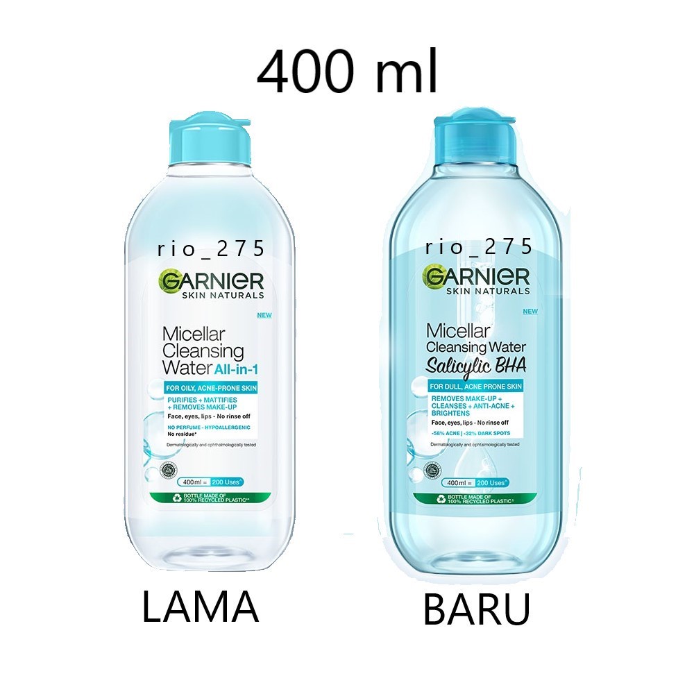 Garnier Micellar Water Salicylic Blue 400ml I Pembersih Wajah &amp; Makeup