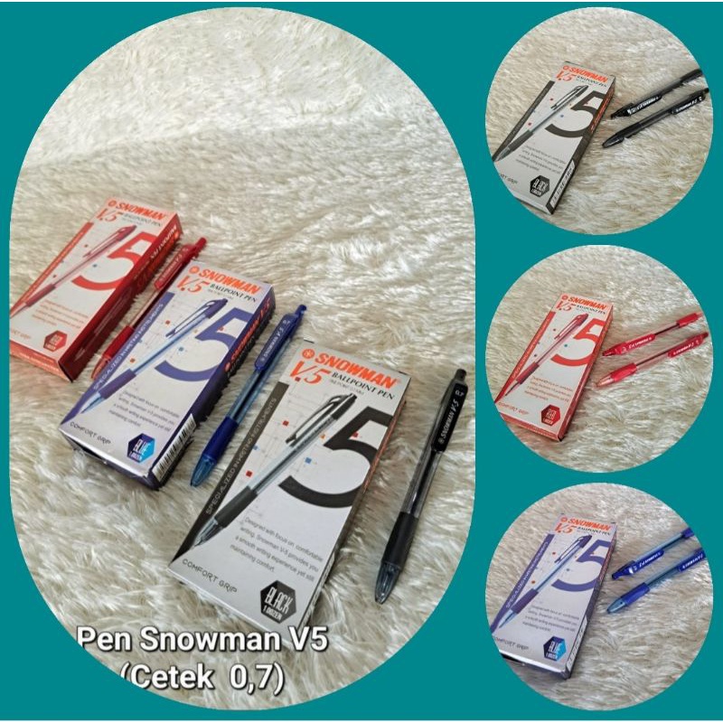 

(2bh)Pen Snowman V5 Cetekan 0,7 Htm/Biru/Merah