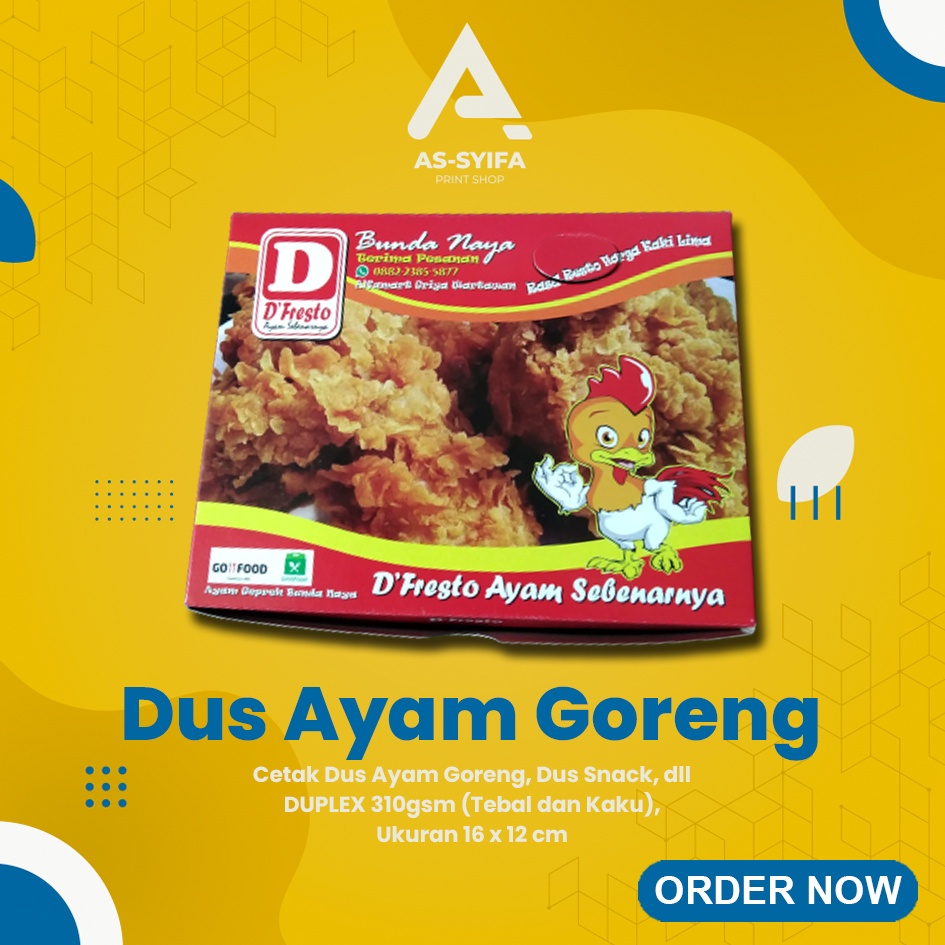 

Dus Fried Chicken (Ayam Goreng) Duplex 310gsm 16 x 11,5 x 7 cm