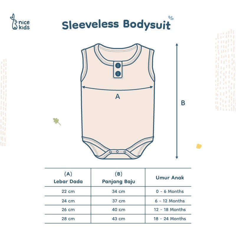 NICE KIDS - SLEEVELESS BODYSUIT KANCING - BODYSUIT BAYI - JUMPER ANAK - ROMPER BAYI