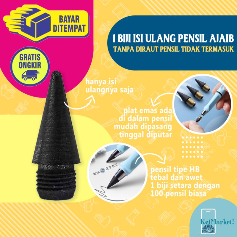 

REFILL EVERLASTING PENCIL - 1 pcs Isi Ulang Pensil HB Ajaib Tanpa Rautan Awet Tidak Bisa Habis Eternal Tidak Perlu Diraut Unlimited Tanpa Batas Pen Alat Tulis Sekolah Mahasiswa Kuliah Peralatan Kantor Stationary