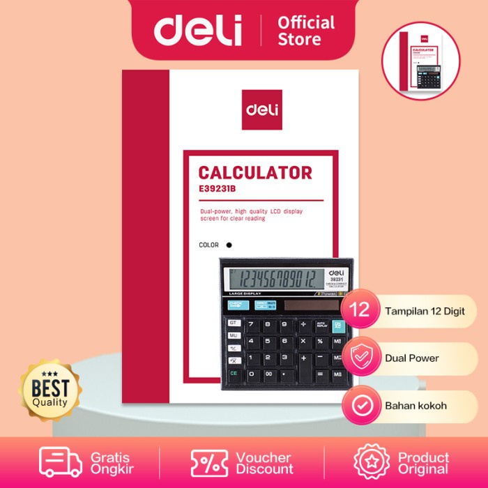 

TERLENGKAP DELI - W39231B / Kalkulator Kantor 12 Digit / Peralatan Kantor Murah