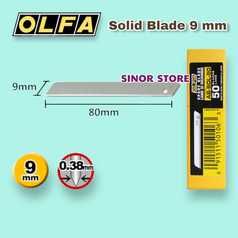 

REFILL Olfa Cutter AB-SOL-50 9 mm Solid Blade isi 50 Pcs