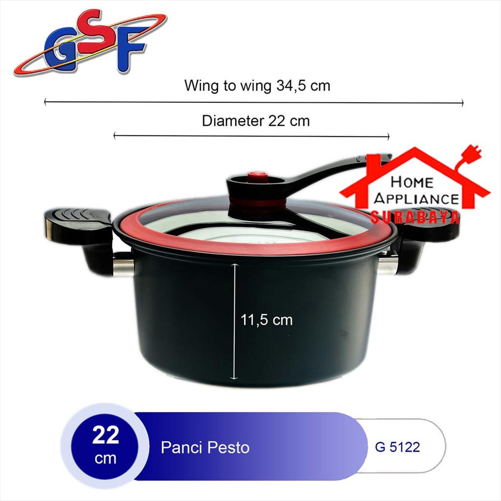 Panci Presto Teflon Totipotent 22Cm 3.5 Liter - Pressure Cooker GSF 5122