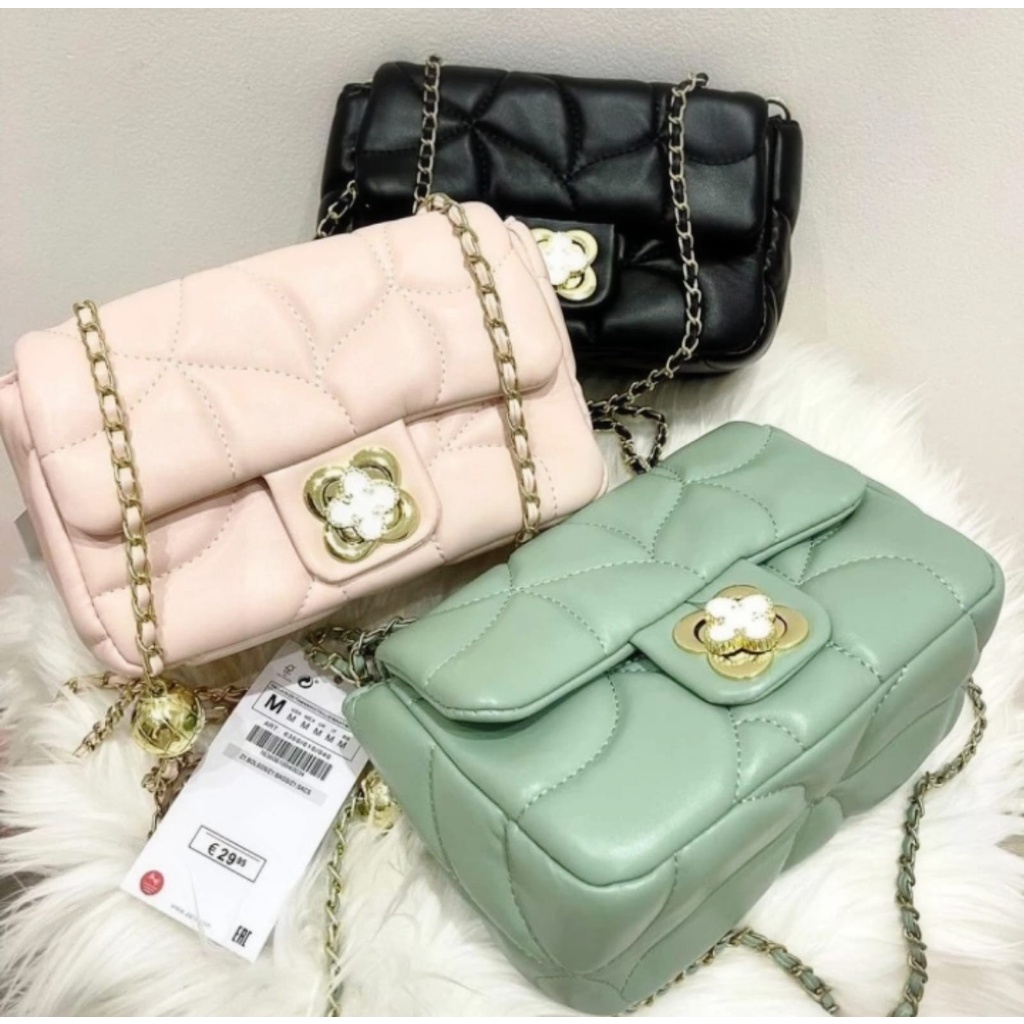 TAS SELEMPANG WANITA ZR QUILTED RANTAI BUNGA