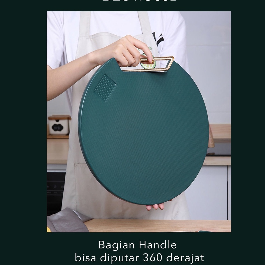 Talenan Anti Jamur / Talenan Bulat 2IN Anti Jamur / Cutting Board Premium Dapur Hijau / Talenan Bulan Anti Jamur / Talenan Penganggan Putar / Talenan Bulat Serbaguna