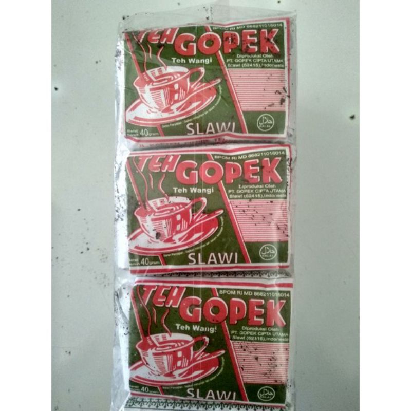 

teh gopek slawi 40gr dan poci kuning 40g, tong tji