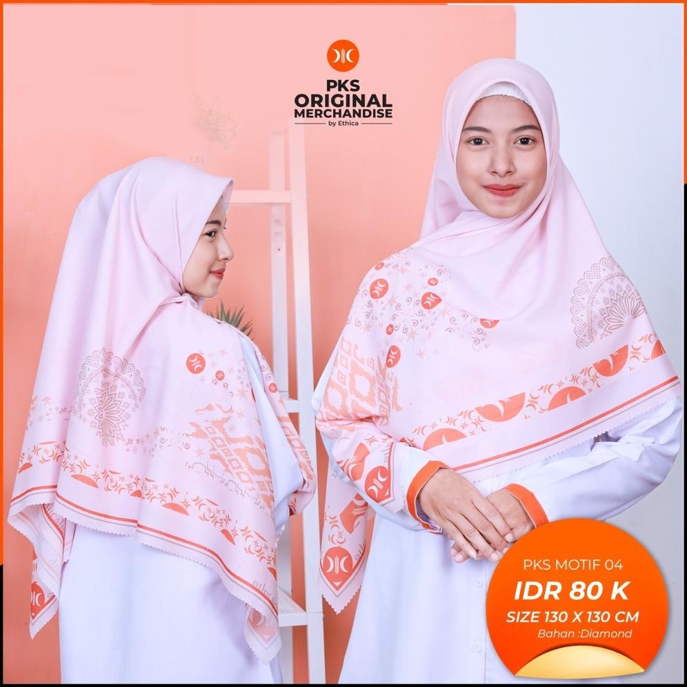 PRODUK- HIJAB MOTIF JUMBO SEGI EMPAT - HIJAB PARTAI PKS - PKS MERCHANDISE - PKS MOTIF 004 BY ETHICA 