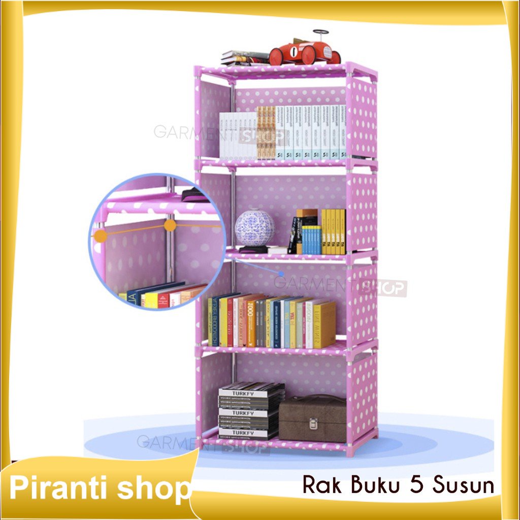 lemari buku anak rak serbaguna 5 susun lemari aesthetic minimalis mini serbaguna rak susun portable 