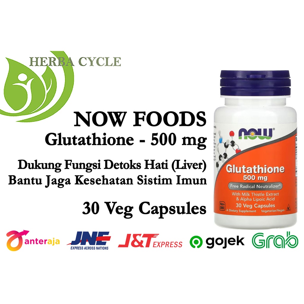 Now Food Glutathione 500 mg 30 Veg Caps Now Glutathione Dukung Detoks Liver ORI USA