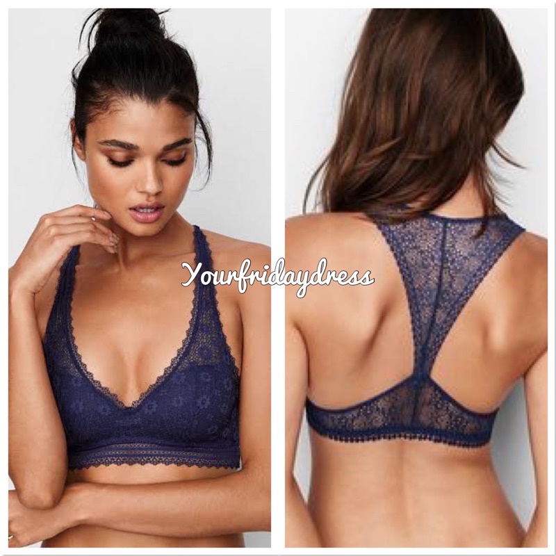 Victoria Secret Palm Beach Long Line Halter Lace Lounge Bralette / VS Wireless Bra Rumah Wirefree Bh