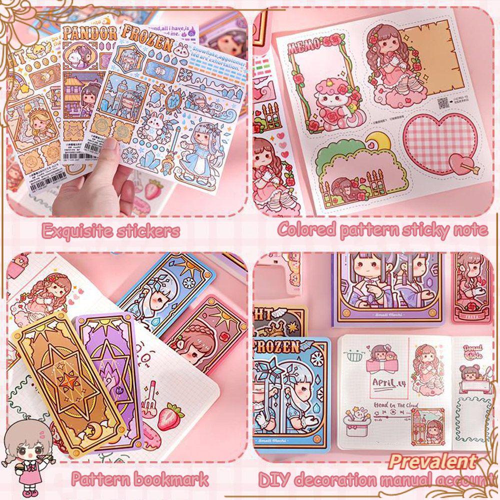 Preva Hand Ledger Set Lovely Fairy Style Notepad Girl Heart Sticker Tape Bahan Buku Diary