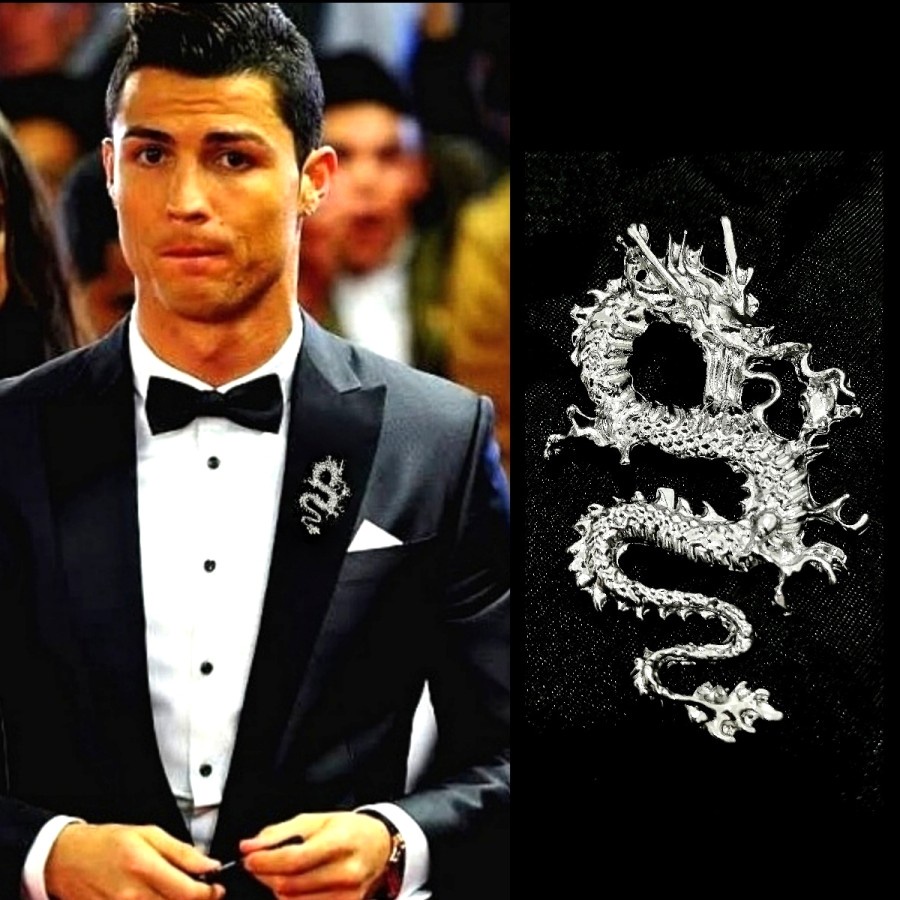 Chinese Dragon Silver Pin Bros Naga Jas Kameja Mens Tuxedo