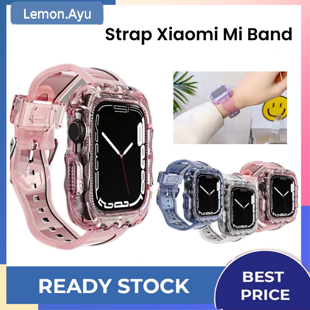 Tali Strap  iWacth model Transparan Bening Warna Warni  Smart Band  for iWatch Series 7 6 SE 5 4 3 2 1