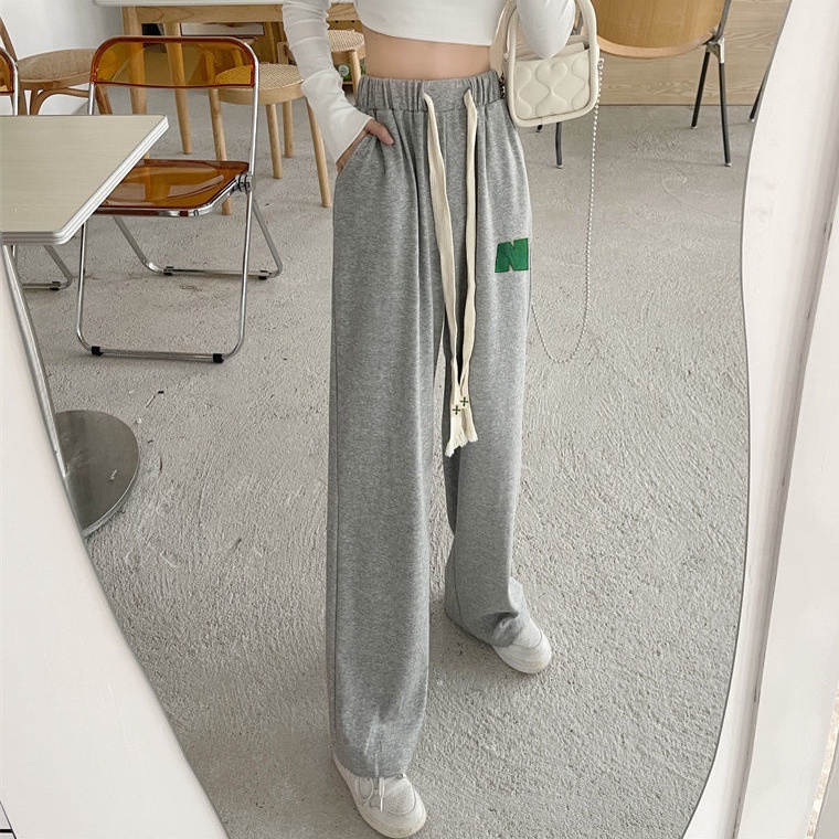 MOOGU ♡ Celana panjang casual fashion wanita pants tali serut（Dengan kantong）