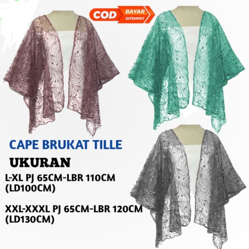 cape brukat tulle /camara/rompi outer/rompi kebaya brukat /rompi kebaya