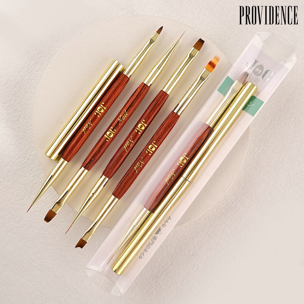 Providence Pena Kuku Kuningan Pen Barel Bulu Lembut Dan Elastis Desain Kepala Ganda Rosewood Tubuh Penggunaan Ganda DIY Kuku Berlaku Lancar Nail Art Pena Pena Pena Pena Pena Manicure Tools