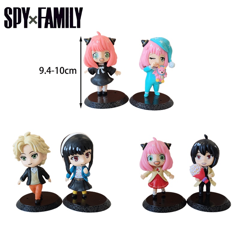 Hot 6Pcs/Set Spy X Family Figure Anya Forger Loid Yor Forger Model Mainan Anak Dewasa Kipas Hadiah Ulang Tahun Xmas