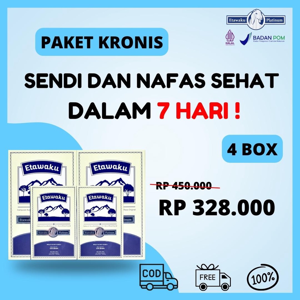 

[PAKET 4 BOX] Etawaku Platinum 100% ORIGINAL Susu Kambing Asli Ampuh Atasi Nyeri Sendi Dan Sesak Nafas [Official Store]