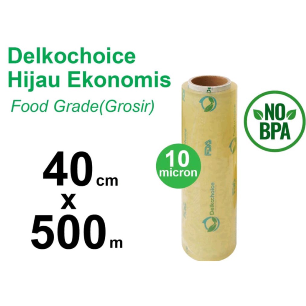 plastik cling wrap food grade hijau food wrapping delkochoice 40*500