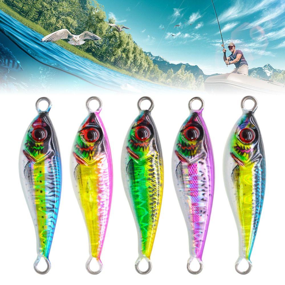 Top Metal Simulasi Umpan Pancing Ikan Kecil Simulasi Ikan Kecil Kait Bass Ganda Warna-Warni Memimpin Casting