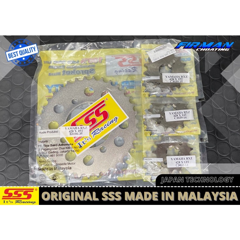 GEAR BELAKANG SSS 428 35T SET GEAR DEPAN 13T 14T 15T RX KING F1ZR VEGA R JUPITER