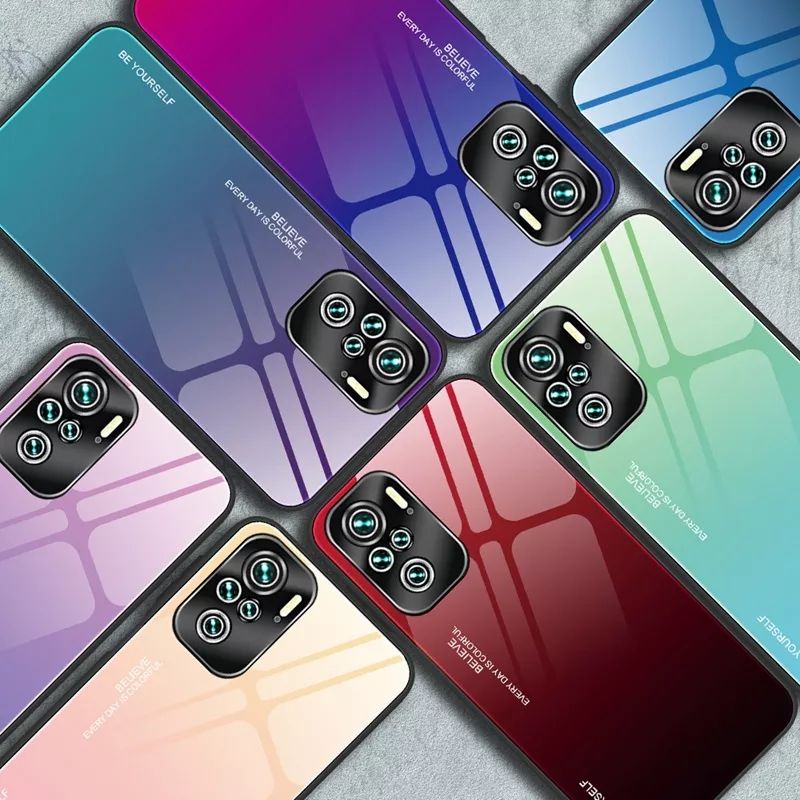 Gradient Glass Case Xiaomi POCO M5S Redmi Note 10 4G Note10S POCOM5S RedmiNote10 4G RedmiNote10s Sof