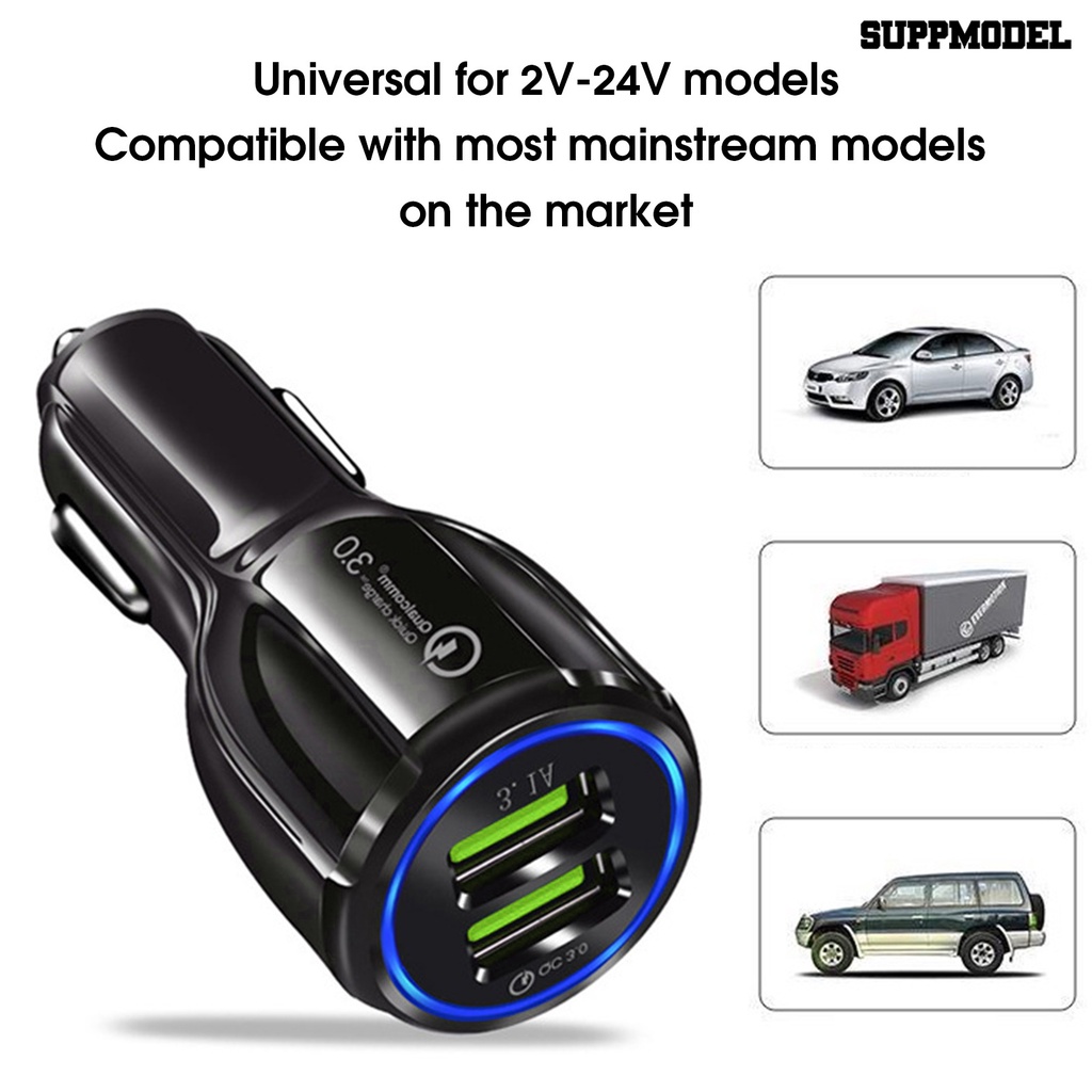 [Auto] Charger Mobil 3.0QC Dengan Cahaya Biru Dual Port Stabilitas Tegangan Tanpa Pemanas USB Charger Adaptor Mobil Untuk Mobil