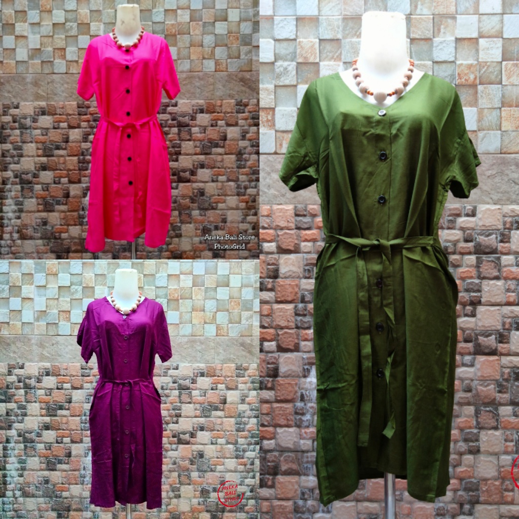 Daster Full kancing depan polos, busui, pakaian wanita casual dress bali murah, atasan blouse wanita