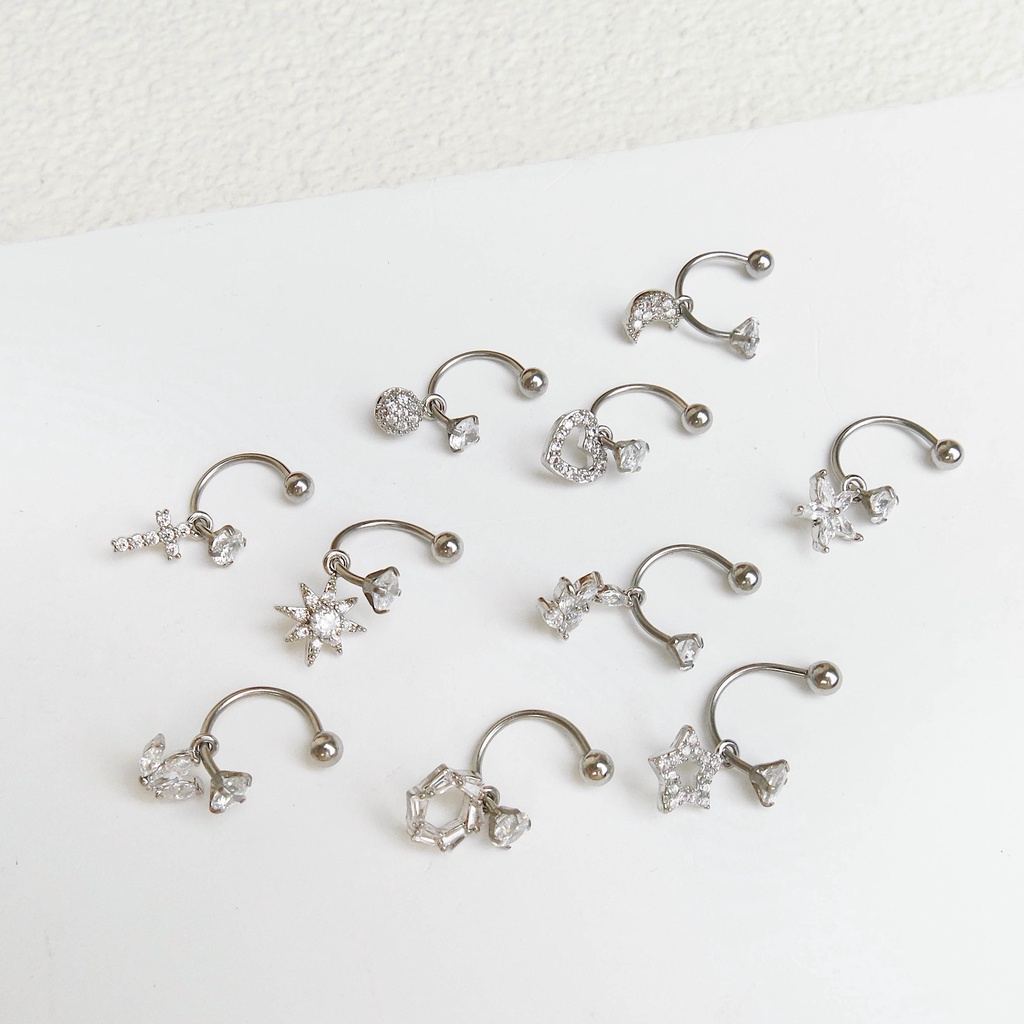 1552 / 1553 - (HARGA 1 BIJI) ANTING PIERCING KARAKTER TINDIKAN HELIX TRAGUS - STAINLESS STEEL